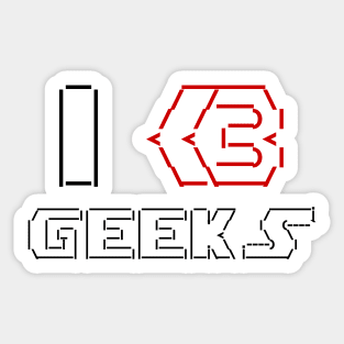 I Heart [Love] Geeks ASCII TEXT ART Sticker